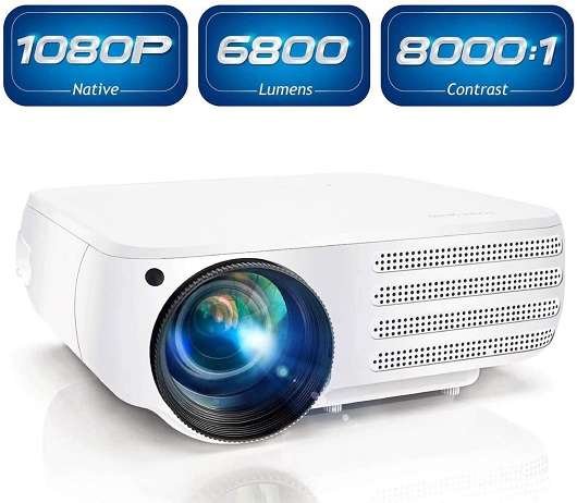 Poner Saund 1080P Native 6800 Lumens HDMI Projector for Home &Office