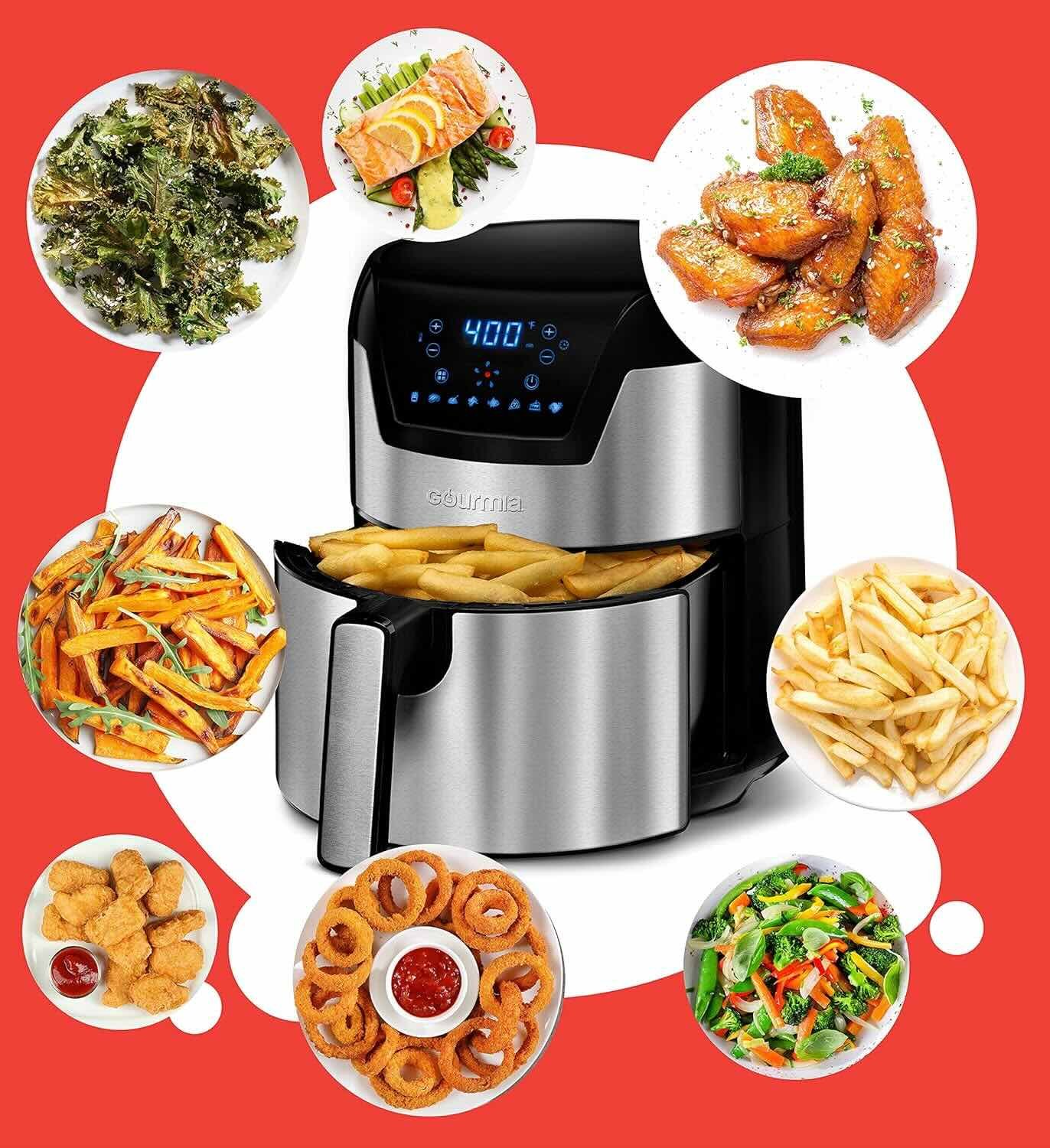 Gourmia GAF518 Stainless Steel Digital Air Fryer – 8 Presets