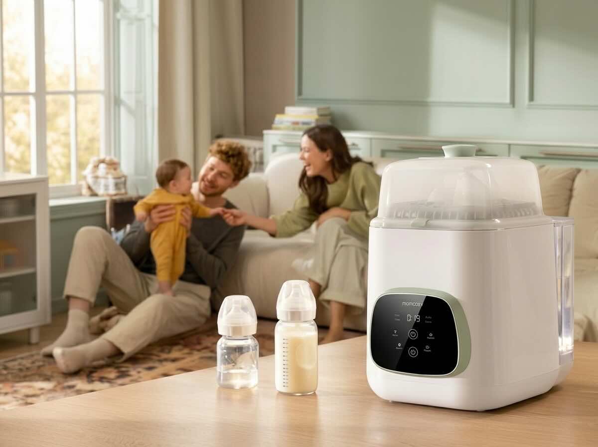 A family using the Momcozy KleanPal Pro at home